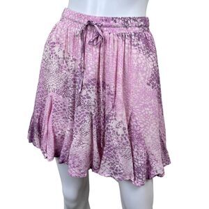 BTFL-life Size S Pink Animal Print Ruffle Mini NEW Pull On Skirt Boho Festival